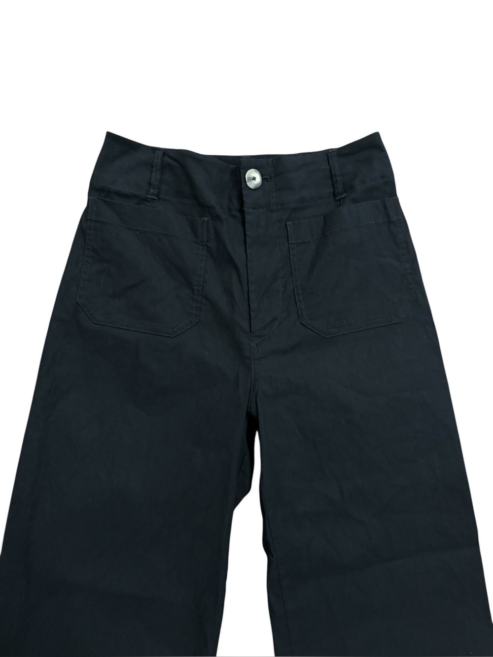 Maeve The Colette Crop High-Rise Wide-Leg Pants Black Linen Blend Size 28 - Picture 4 of 7